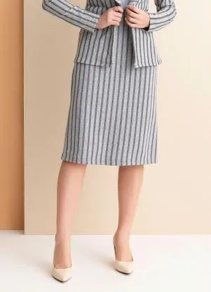 Rosalie - Saia Mescla Listrada com Fenda - ROSALIE