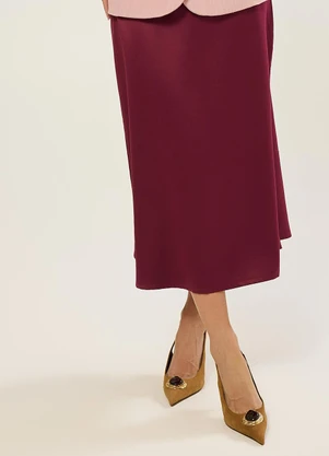 Naguchi - Saia Midi Acetinada Bordo - NAGUCHI
