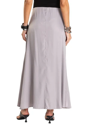 Dianna - Saia Midi Acetinada Cinza - DIANNA