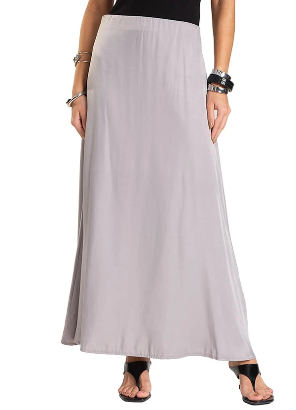 Dianna - Saia Midi Acetinada Cinza