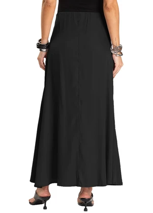 Dianna - Saia Midi Acetinada Preto - DIANNA