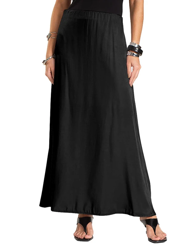 Dianna - Saia Midi Acetinada Preto