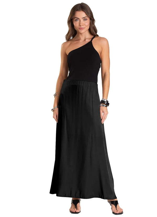 Dianna - Saia Midi Acetinada Preto 3