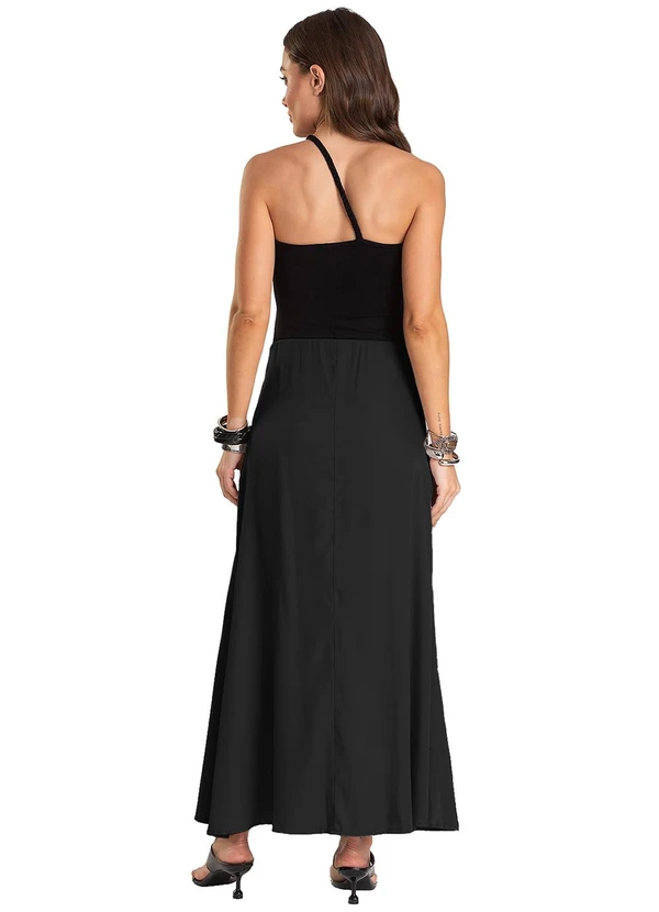 Dianna - Saia Midi Acetinada Preto 4