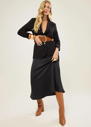 Naguchi - Saia Midi Acetinada Preto - NAGUCHI