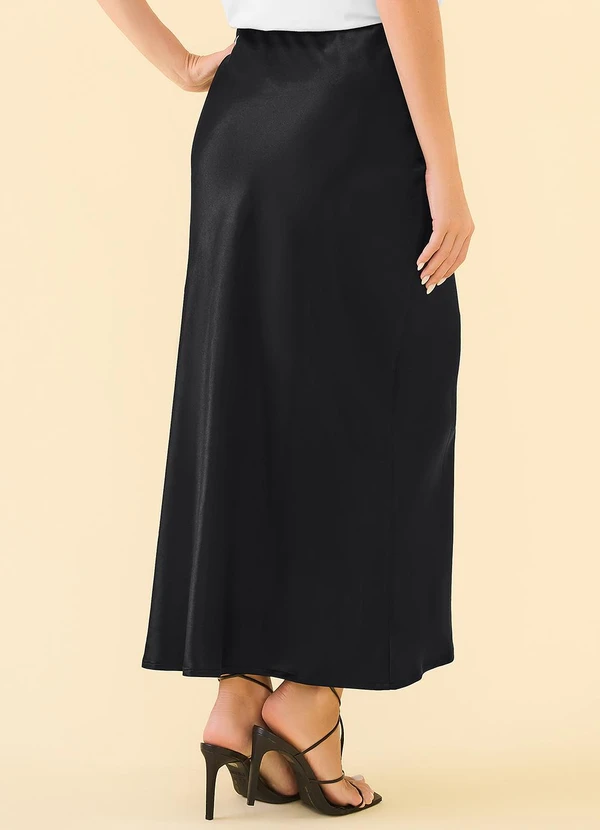 Angel - Saia Midi Acetinado Preto 2