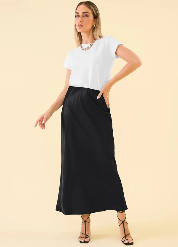 Angel - Saia Midi Acetinado Preto 3