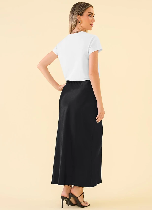 Angel - Saia Midi Acetinado Preto 4