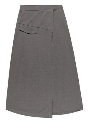 Outlet - Saia Midi Alfaiataria Feminino Cinza - OUTLET