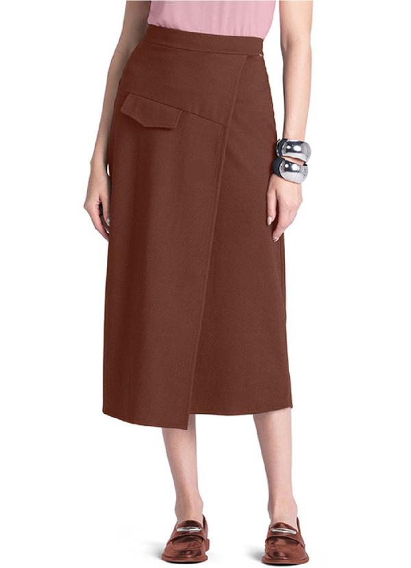 Rezzato - Saia Midi Alfaiataria Feminino Marrom