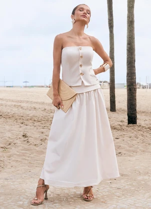 Naguchi - Saia Midi Alfaiataria Off White  - NAGUCHI