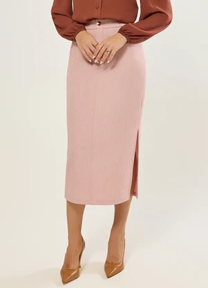Naguchi - Saia Midi Alfaiataria Rosa Giz - NAGUCHI