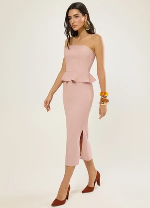 Naguchi - Saia Midi Alfaiataria Rosa Giz - NAGUCHI