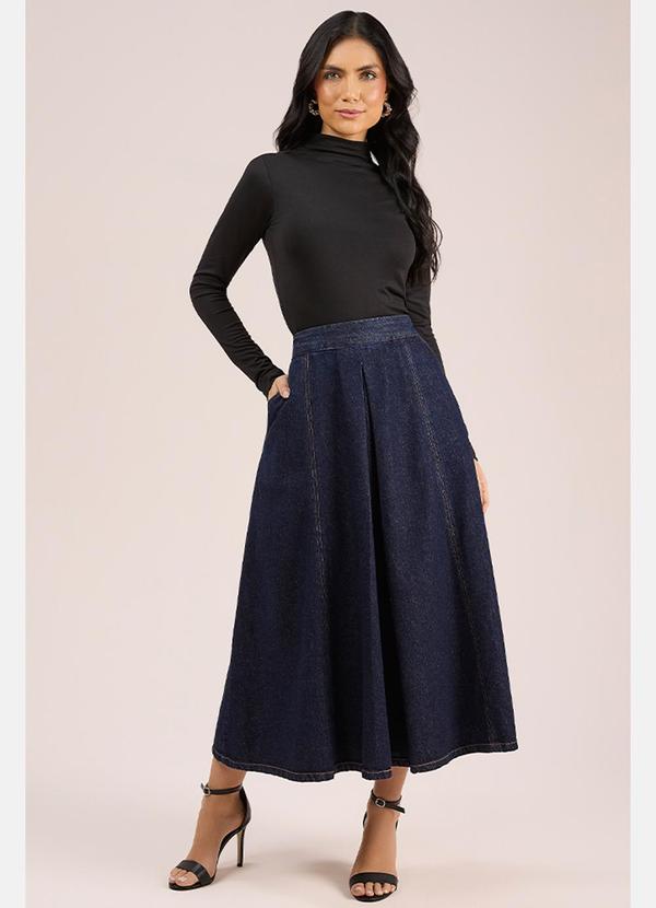 Angel - Saia Midi Denim Azul