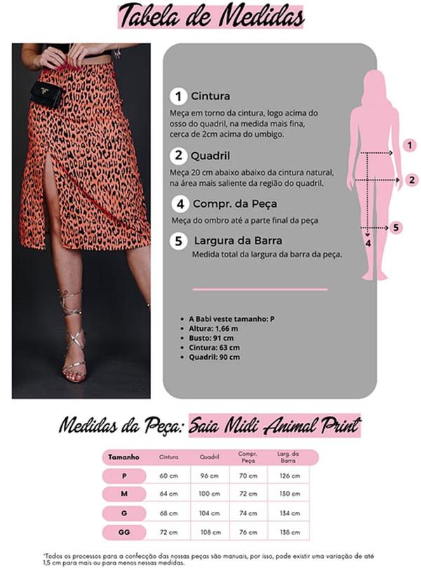 Amo Brand - Saia Midi Animal Print Onça Laranja 4