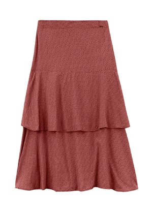 Outlet - Saia Midi Babado Feminino Vermelho - OUTLET