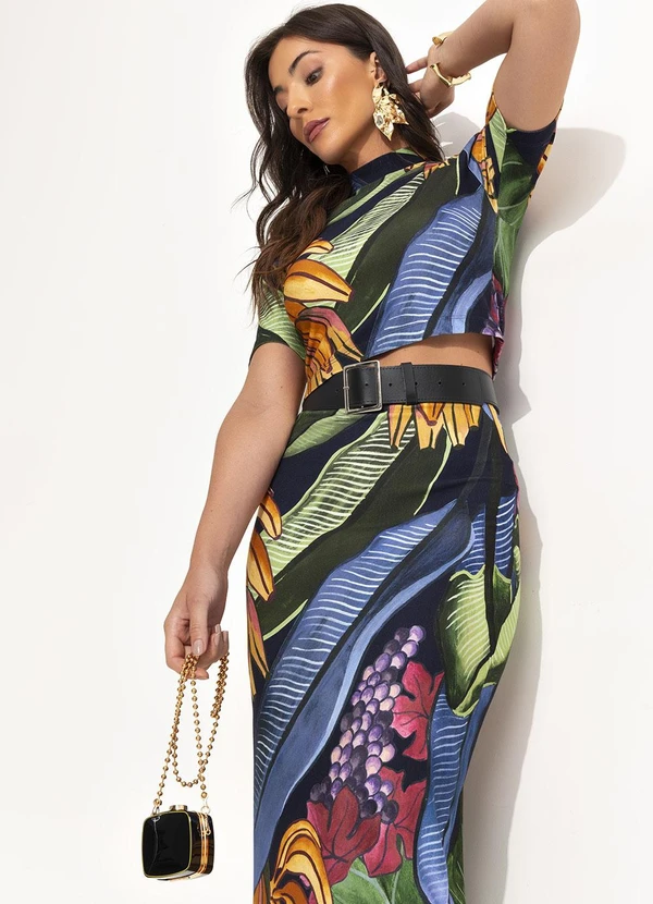 Farm - Saia Midi Banana Uva Verde 8