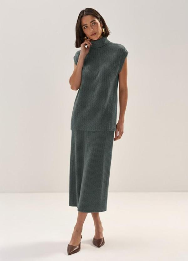 Carlota Costa - Saia Midi Básica Cinza 2