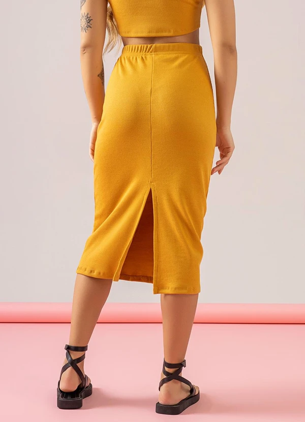 Just Basic - Saia Midi Básica em Ribaninha Amarelo 2