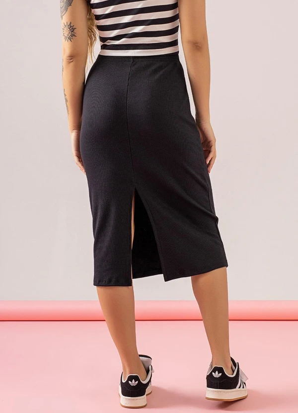 Just Basic - Saia Midi Básica em Ribaninha Preto 2