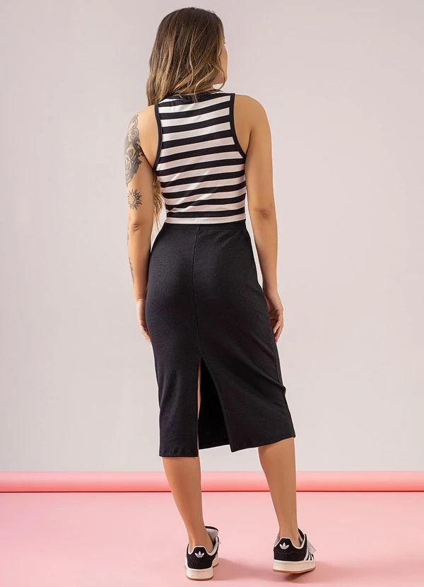 Just Basic - Saia Midi Básica em Ribaninha Preto 4