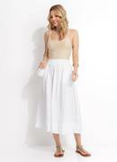 Saia Midi Branca em Tricoline