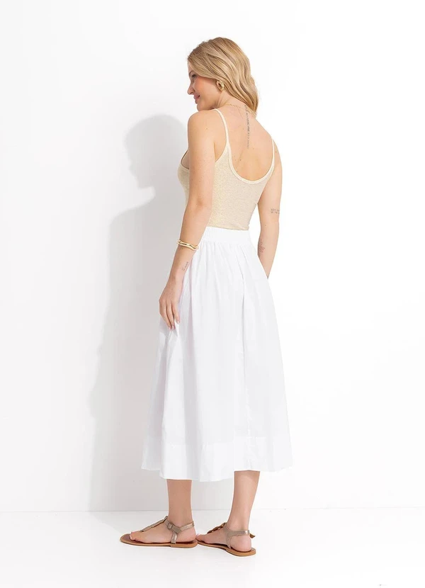 Quintess - Saia Midi Branca em Tricoline 10
