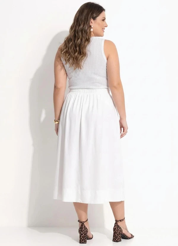 Quintess - Saia Midi Branca em Tricoline 12