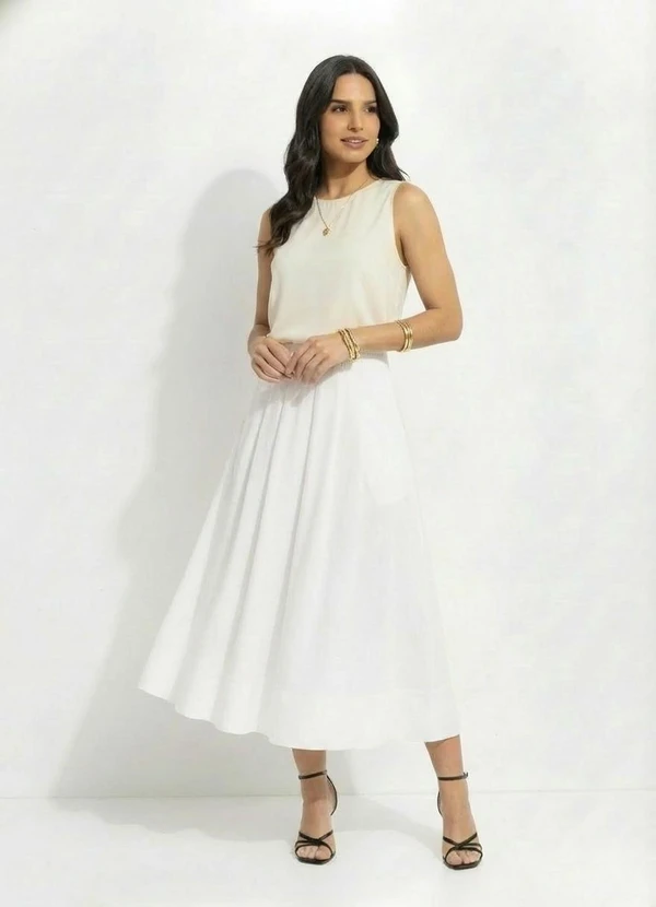 Quintess - Saia Midi Branca em Tricoline 3