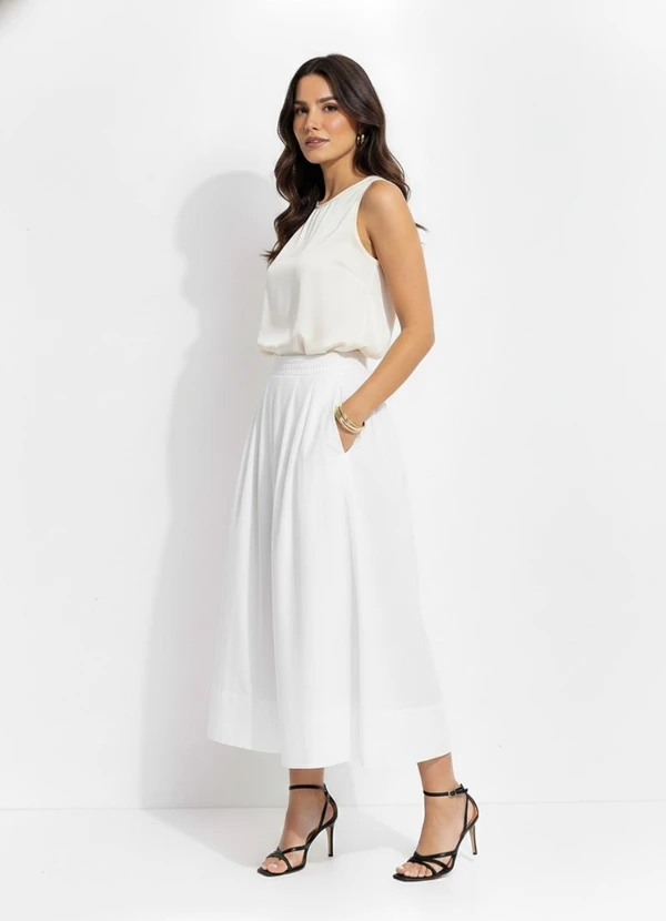 Quintess - Saia Midi Branca em Tricoline 4