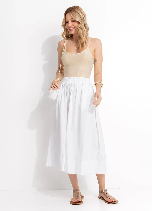 Quintess - Saia Midi Branca em Tricoline 5