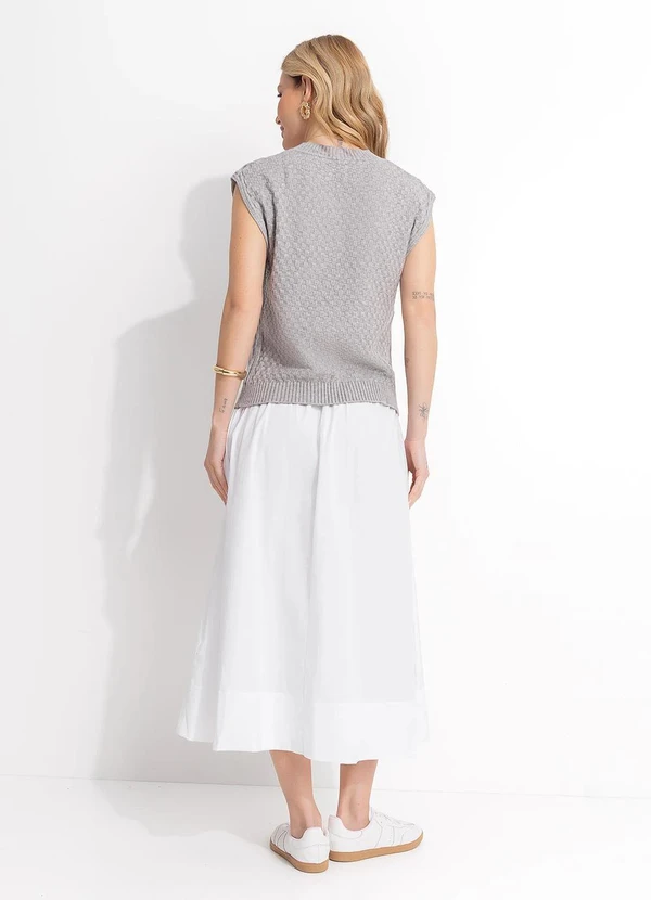 Quintess - Saia Midi Branca em Tricoline 7
