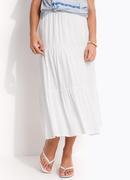 Saia Midi Branca em Viscose Slub