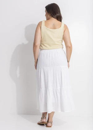 Quintess - Saia Midi Branca em Viscose Slub - QUINTESS