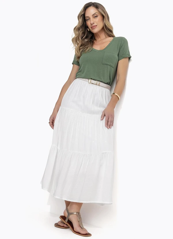 Quintess - Saia Midi Branca em Viscose Slub 11