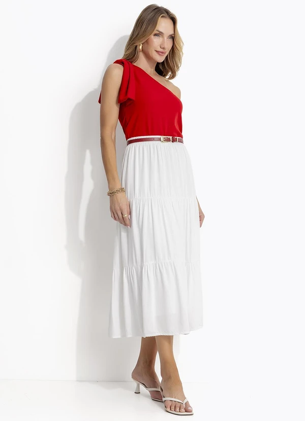 Quintess - Saia Midi Branca em Viscose Slub 5