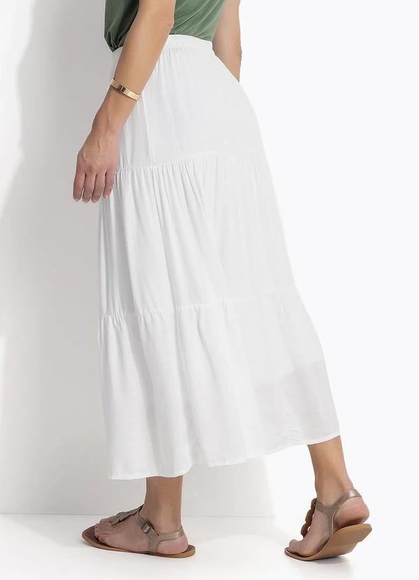 Quintess - Saia Midi Branca em Viscose Slub 7