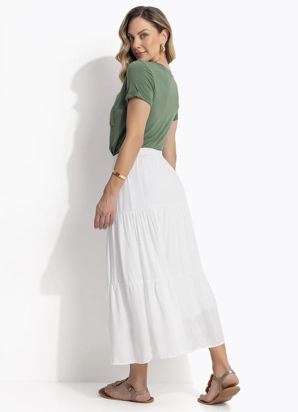 Quintess - Saia Midi Branca em Viscose Slub 9