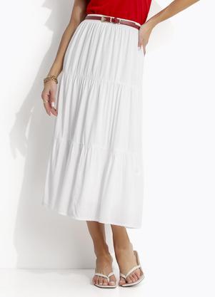 Saia Midi (Branco) em Tricoline