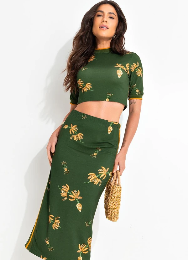 Farm - Saia Midi Brilho de Banana Verde 6