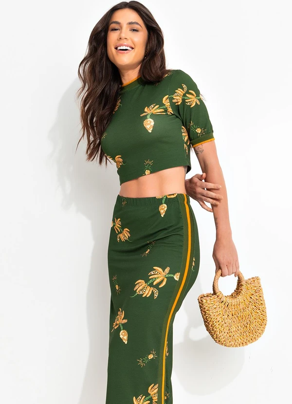 Farm - Saia Midi Brilho de Banana Verde 7