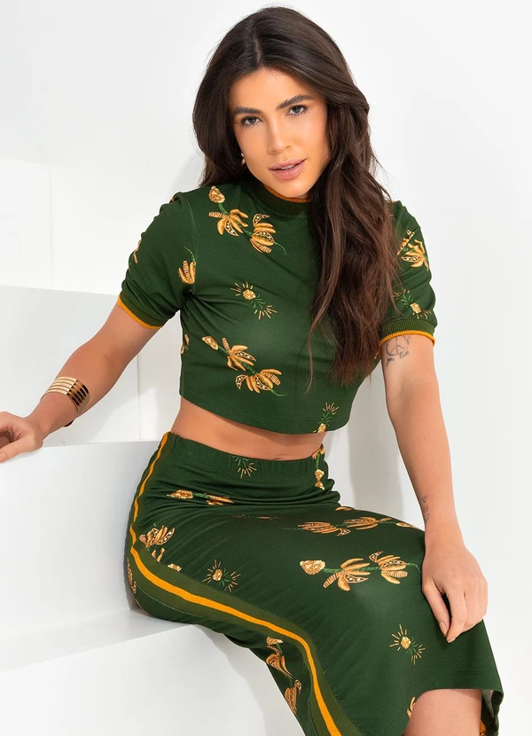 Farm - Saia Midi Brilho de Banana Verde 8