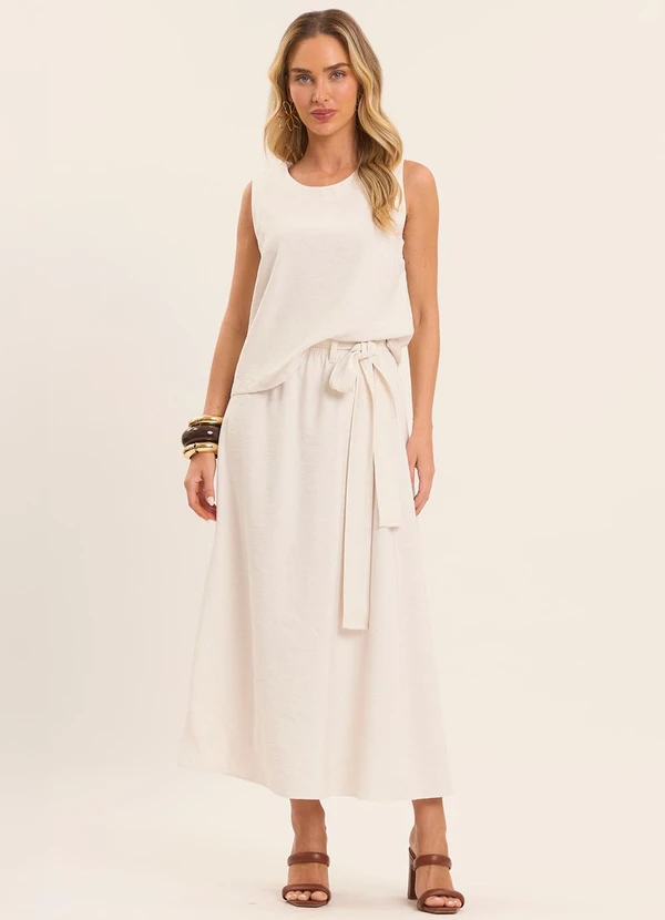 Doce Trama - Saia Midi Brisa em Linho Branco 5