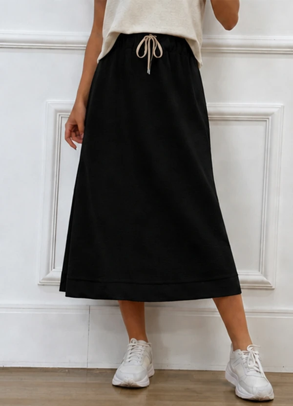 Doce Tom - Saia Midi Caimento LevePreto