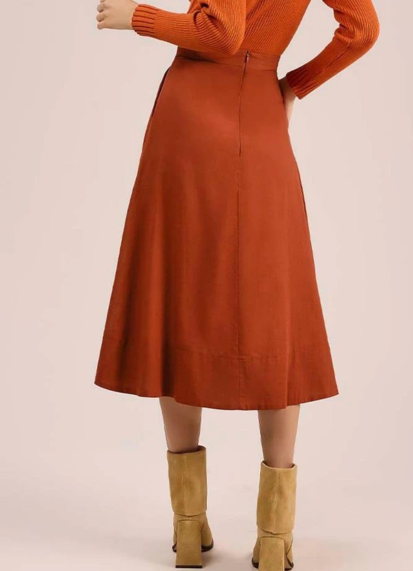 Angel - Saia Midi Cambraia de Algodao Marrom 3