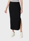Malwee - Saia Midi Canelada com Fenda Marrom - variação: Preto
