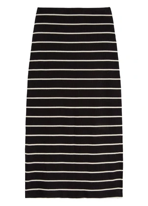Malwee - Saia Midi Canelada Listrada com Fenda Branco - MALWEE