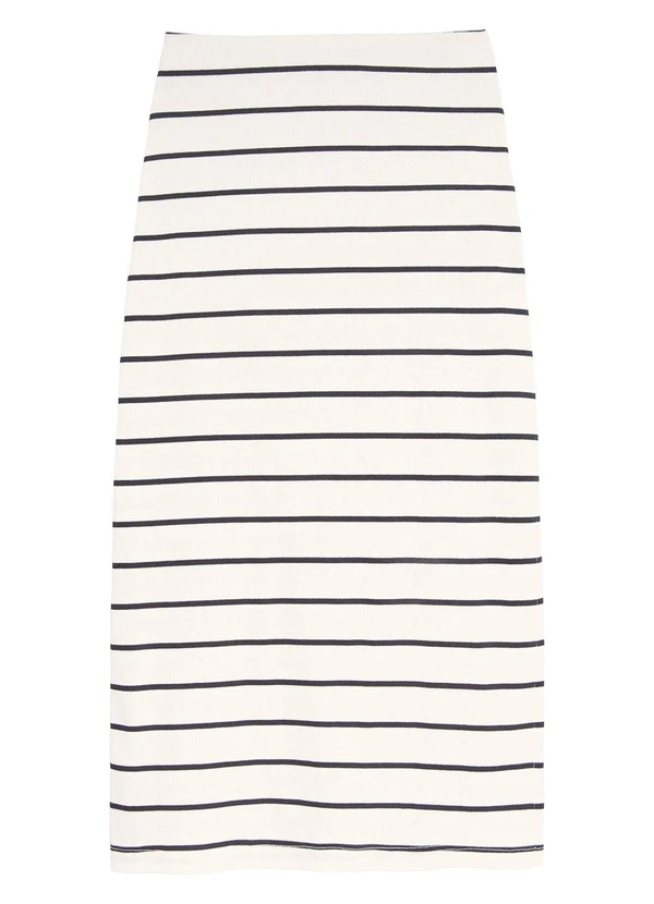 Malwee - Saia Midi Canelada Listrada com Fenda Off White 3