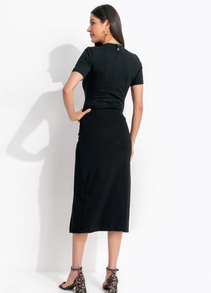 Colcci - Saia Midi Canelada Preto - COLCCI