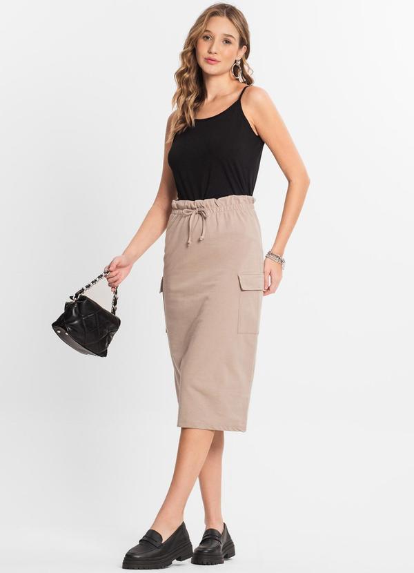 Select - Saia Midi Cargo Feminino Bege 5